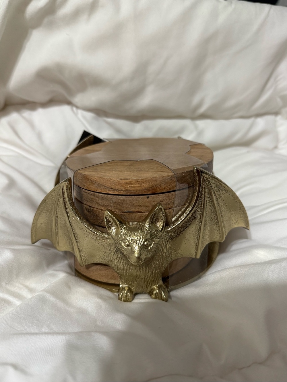 Gold Bat Halloween Coasters Set